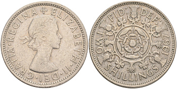 Великобритания 2 шиллинга (флорин) 1967 Елизавета II (1952-2022) KM 906, Spink 4146 медно-никель 189-712