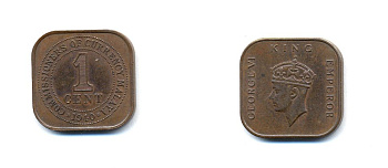 Британская Малайя 1 цент 1940 Георг VI (1937-1952) KM 2 бронза 4379-616