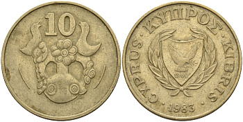 Кипр 10 центов 1983 KM 56.1 никель латунь 4141-1131