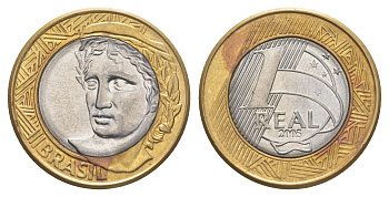 Бразилия 1 реал 2005 KM 652a биметалл UNC 4646-112