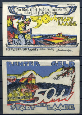 Лаге (Мекленбург-Шверин, Германия) 50 пфеннигов 1922 бумага aUNC 7556-40-2-1