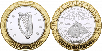 Ирландия 10 евро 2008 Европейское культурное наследие, монастырь на острове Скеллиг-Майкл KM 54 серебро PROOF 1068-7-12