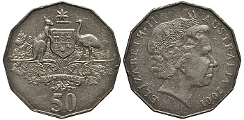 Австралия 50 центов 2001 100 лет Федерации Австралии KM 491.1 медно-никель 4536-125