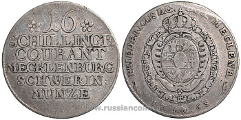 Мекленбург-Шверин 16 шиллингов 1763 Фридрих Мекленбургский (1756-1785) J. 8 KM 208 серебро 1527-823