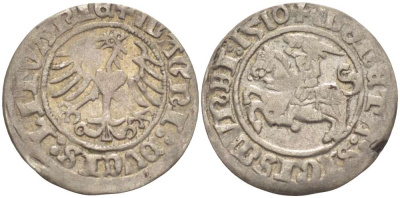 Польша 1/2 гроша (полугрош) 1510 Сигизмунд I Старый (1506-1548), вес 1,19 гр. серебро 1517-232