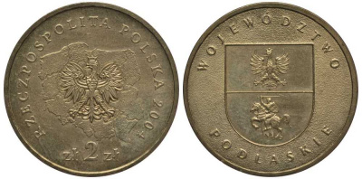 Польша 2 злотых 2004 MW, серия польские воеводства, Подляское воеводство KM 491 нордик 114-134