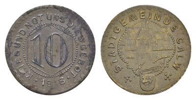 Кальв 10 пфеннигов 1918 Funck 73.3, Men05 4153.4, Men18 5297.4 железо 4636-739