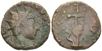 Римская Империя, императоры в Галлии антониниан 273 - 274 Тетрик II, C PIV ESV TETRICVS CAES, бюст цезаря / PIETAS AVGG, понтификальные атрибуты, Августа Треверов RIC 254 биллон 1073-20-105