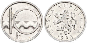 Чехия 10 геллеров 1993 KM 6 алюминий 4152-759