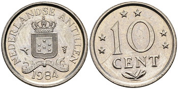 Нидерландские Антилы 10 центов 1984 Беатрикс (1980-2013) KM 10 никель 4585-962