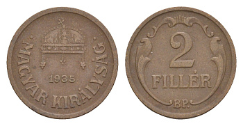 Венгрия 2 филлера 1935 BP KM 506 бронза 4658-329