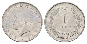 Турция 1 лира 1973 Кемаль Ататюрк KM 889a.2 нержавеющая сталь 4648-747