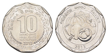 Шри-Ланка 10 рупий 2013 серия административные округа Шри Ланки, Калутара, овощи KM 200 нержавеющая сталь UNC 4635-1014