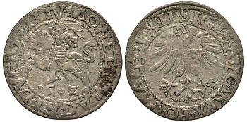 Польша 1/2 гроша 1562 Сигизмунд II Август (1544-1572), вес 1,08 гр. Gum. 602 серебро 1516-1441