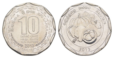 Шри-Ланка 10 рупий 2013 серия административные округа Шри Ланки, Калутара, овощи KM 200 нержавеющая сталь UNC 4635-1014