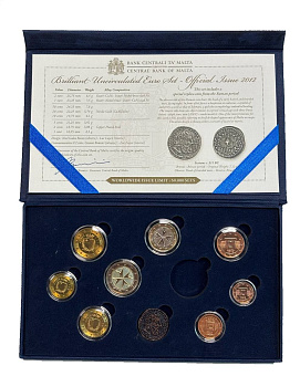 Мальта годовой набор из 8 монет (1, 2, 5, 10, 20 и 50 евроцентов; 1 и 2 евро) и жетоном монетного двора 2012 в оригинальной упаковке KM 125, 126, 127, 128, 129, 130, 131 и 132 BU 8-2-05-18