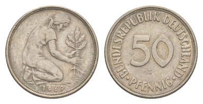 ФРГ 50 пфеннигов 1969 G KM 109.1, J. 384 медно-никель 4636-1121