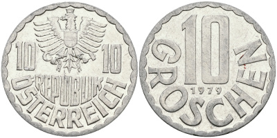 Австрия 10 грошей 1979 KM 2878 алюминий 4396-949