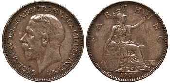 Великобритания 1 фартинг 1931 Георг V (1910-1936) KM 825, Spink 4061 бронза 4122-552