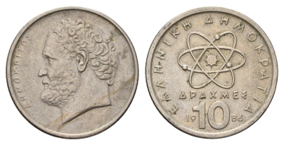 Греция 10 драхм 1986 Демокрит KM 132 медно-никель 4707-524