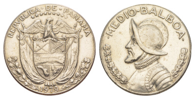 Панама 1/2 бальбоа (50 сентесимо) 1979 редкий год KM 12b медь плакированная медно-никелем 4634-1126