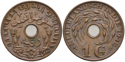 Нидерландская Ост-Индия 1 цент 1942 Р, Вильгельмина KM 317 бронза 190-1026