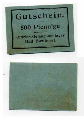 Германия 500 пфеннигов ND Бад Бленхорст, лагерь военнопленных офицеров C-2690 бумага UNC (пресс) 00-00