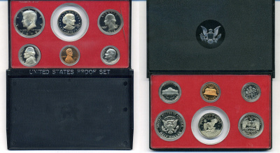 США годовой набор из 6 монет (1, 5, 10, 25 и 50 центов; 1 доллар) 1979 в оригинальной упаковке KM PS143 (164a, A192, 195a, 201, 202b и 207) PROOF 8-2-02-28
