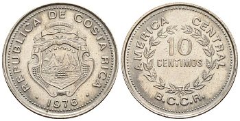 Коста-Рика 10 сентимо 1976 KM 185.2 медно-никель 4124-238
