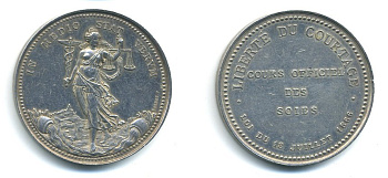 ФРАНЦИЯ МЕДАЛЬ 1866 СВОБОДНЫЙ БРОКЕР, серебро SH2-23