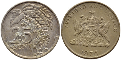 Тринидад и Тобаго 25 центов 1976 цветок дикая пуансеттия KM 28 медно-никель 4396-717
