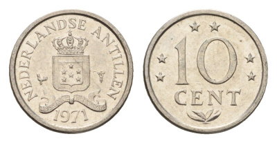 Нидерландские Антильские острова (Нидерландские Антилы) 10 центов 1971 Юлиана (1948-1980) KM 10 никель 4669-1264