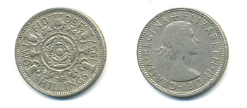 Великобритания 2 шиллинга (флорин) 1957 Елизавета II (1952-2022) KM 906, Spink 4146 медно-никель 59-834