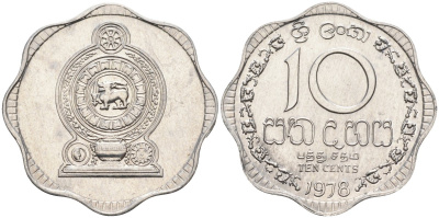 Цейлон 10 центов 1978 KM 140 a алюминий 4586-346