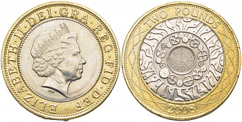 Великобритания 2 фунта 2008 Елизавета II (1952-2022) KM 994, Spink 4570 (K9) биметалл UNC 114-1136