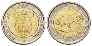 ЮАР 5 рандов 2005 KM 297 биметалл UNC 4626-846