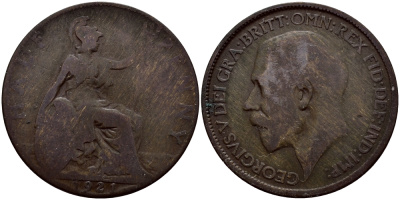 Великобритания 1/2 пенни 1921 Георг V (1910-1936) KM 809, Spink 4056 бронза 51-847