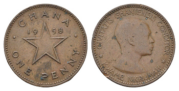 Гана 1 пенни 1958 год-тип KM 2 бронза 4666-556