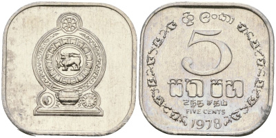 Шри-Ланка 5 центов 1978 KM 139a алюминий 4135-1246