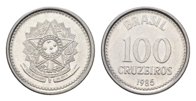 Бразилия 100 крузейро 1985 KM 595 нержавеющая сталь UNC 4664-532