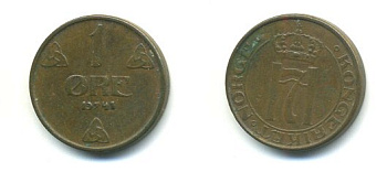 НОРВЕГИЯ 1 ЭРЕ 1941 KM 367 бронза 04-1023
