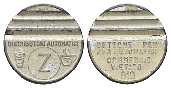 Италия жетон для выдачи напитков (Distribuzione Automatica) - кофе диаметр 25 мм, вес 4,4 гр никель 4670-614