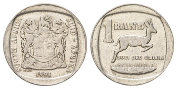 ЮАР 1 ранд 1994 KM 138 медь плакированная никелем 4627-314