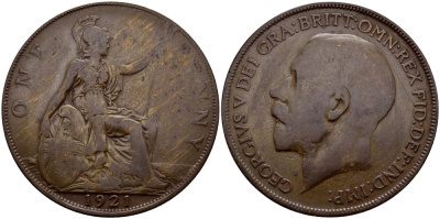 Великобритания 1 пенни 1921 Георг V (1910-1936) KM 810, Spink 4051 бронза 4389-533