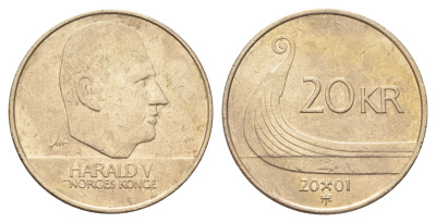 Норвегия 20 крон 2001 Харальд V (1991- ) KM 453 никель латунь 4706-945