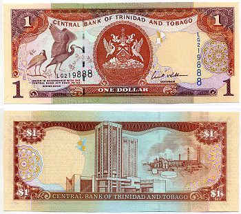 Тринидад и Тобаго 1 доллар 2006 подпись 8, номер синий, TDLR Pick 46 бумага UNC (пресс) 2197-15-2-1