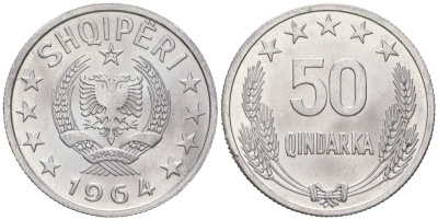 Албания 50 киндарок 1964 KM 42 алюминий UNC 4619-256