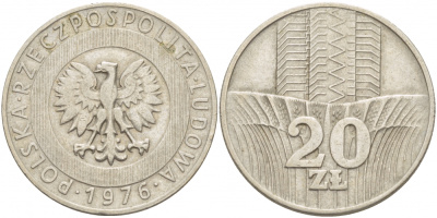 Польша 20 злотых 1976 MW KM 67 медно-никель 4536-1213