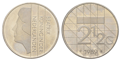 Нидерланды 2 1/2 гульдена 1989 Беатрикс (1980-2013) KM 206 никель UNC 4367-523
