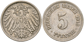 Германия 5 пфеннигов 1913 A KM 11 медно-никель 4169-434
